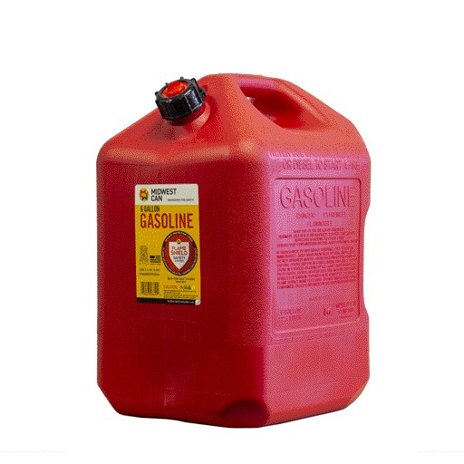 Midwest 6610 6 Gallon Red Plastic Gas Can Containers with Spill Proof Spout